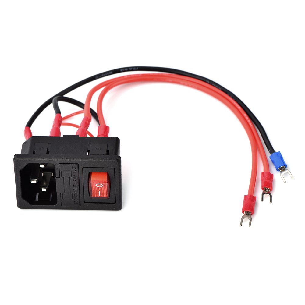 VBESTLIFE Wtyczka typu U 15 A zasilacz sieciowy, przełącznik/adapter, moduł z bezpiecznikiem do drukarki 3D, 220 V/110 V