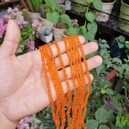 Image of 4mm Rondelle Glass Beads for Jewelry Making, Faceted Briolette Crytal Spacer Beads for Bracelet Necklace Earring, Orange 1200pcs