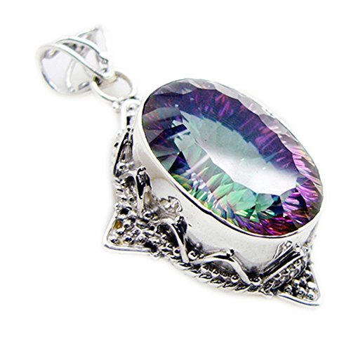 Pendentif quartz mystique ovale en argent pour illuminer vos tenues de soirée