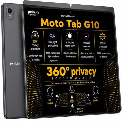Image of Pxin 360 Pro Privacy Screen guard compatible with Moto Tab G10 | Anti Glare | Anti UV | Anti Blue | Anti Reflection | Privacy Filter | Unbreakable Build
