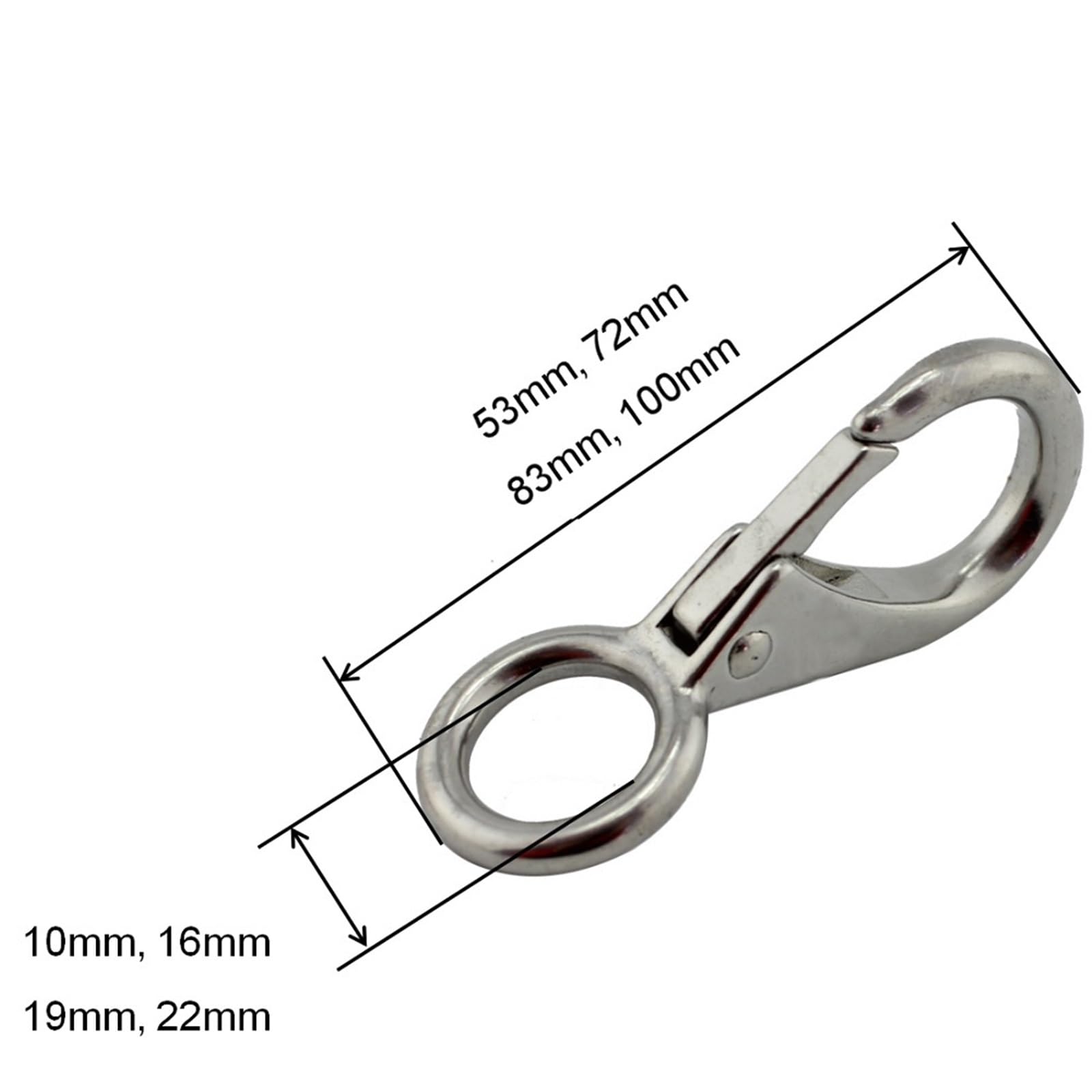 5 Stück robuster Karabinerhaken aus rostfreiem Stahl 304 mit festem Ösenclip, Karabinerhaken, universelle Marine-Clip-Dock-Hardware(72mm)
