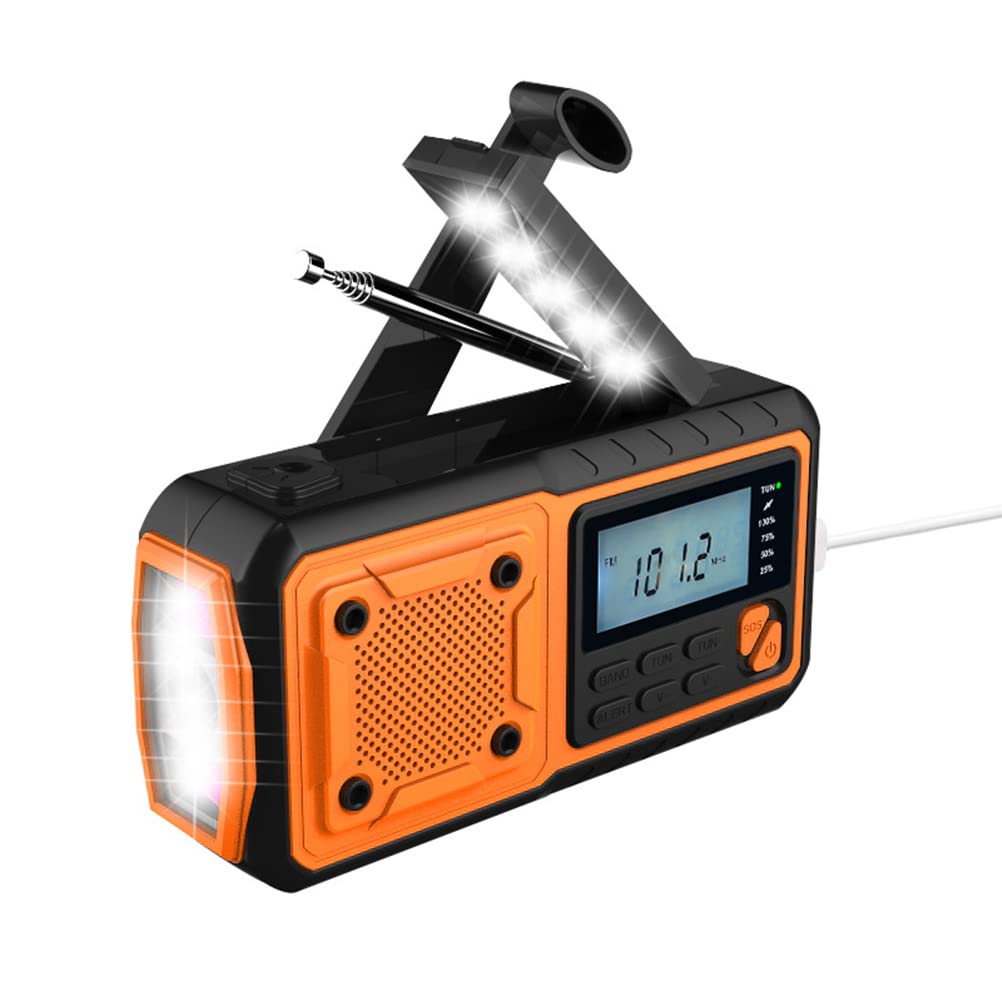 Radio de Emergencia al Aire Libre con Linterna LED S0S A1arm, manivela, Radio de Emergencia con 4000 mAh Powerbank y Linterna para Acampar y Senderismo (1)