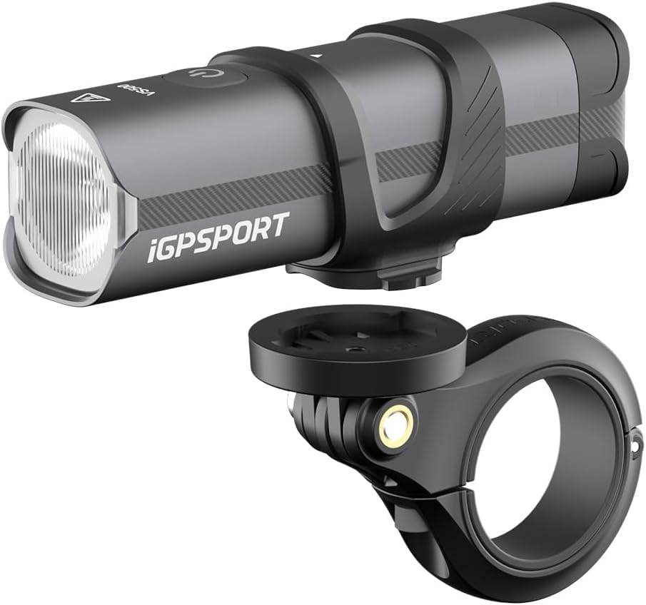 IGPSPORT VS500 – Feu Avant + Arrière Vélo 500 Lumens, 4000 MAh, IPX6, 6 Modes, Type-C, Compatible App