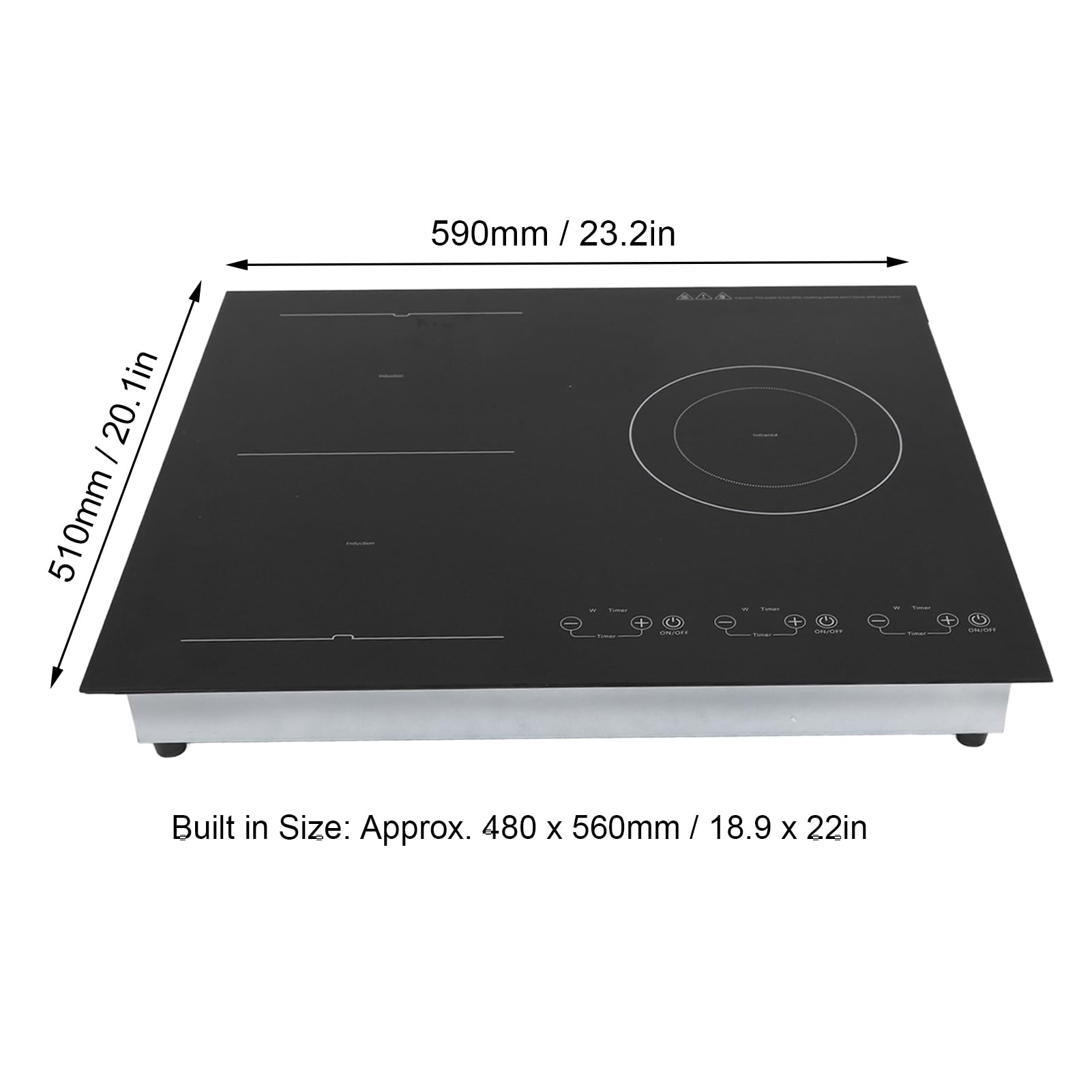 Piano Cottura Elettrico con 3 Fuochi, Touch Control, Controllo Preciso della Temperatura per Pentola in e Acciaio Inossidabile, Piano Cottura a Induzione Incorporato da