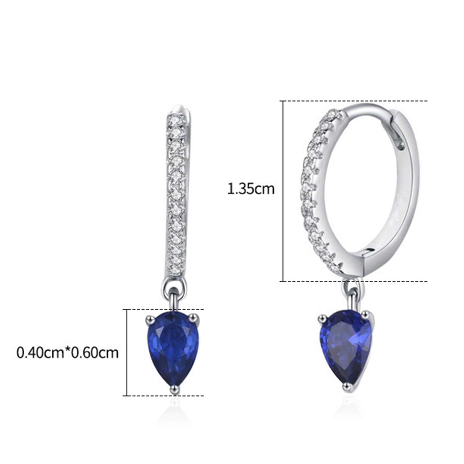 Pendientes de zafiro para mujer, zafiro azul creado y moissanita, aretes de aro dorados para ella, simples