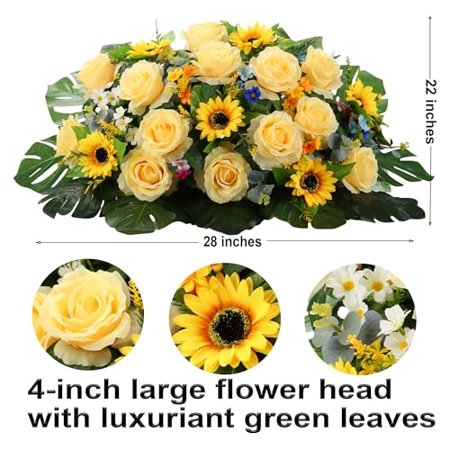 Headstone Flower Saddle - Tombstone Saddle Flowers for Cemetery Gravestone, Grave Decorations for Gravesite Saddles, Floral Saddles for Christmas, Memorial Day, Never Be Blown Away image 3