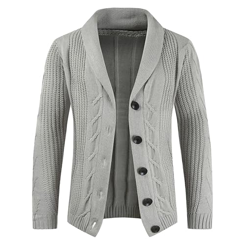 Cardigan col châle homme tricot torsadé laine manches longues ajusté
