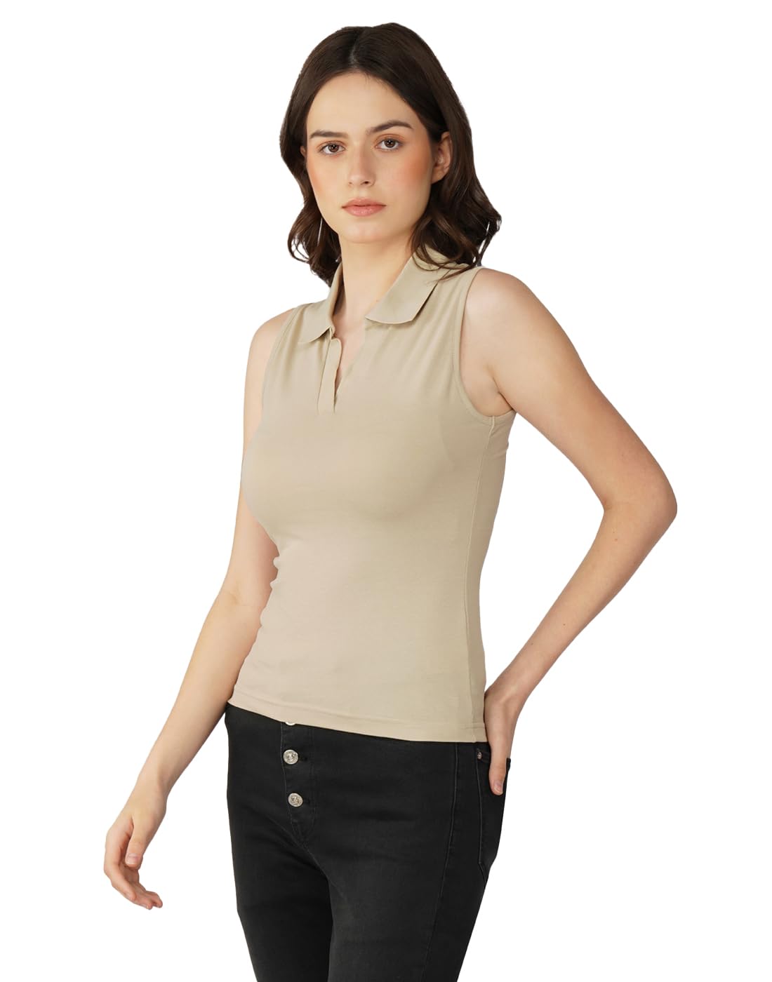 one way Women’s Sleeveless Polo Neck Top-picture-34