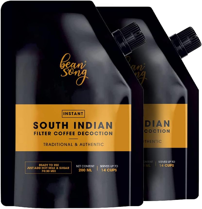 Bean Song Ready to Use South Indian Filter Coffee Decoction - 200ml (Pack of 2), 400ml | Instant Filter Coffee Decoction | Authentic 100% ‘A’ grade Arabica & Robusta Blend coffee