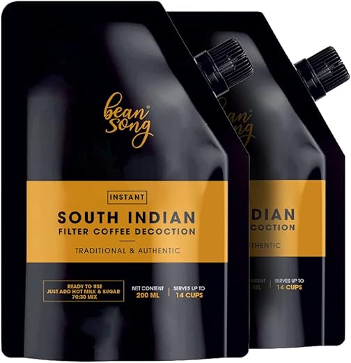BEAN SONG Ready To Use South Indian Filter Coffee Decoction – 200Ml (Pack Of 2), 400Ml | Instant Filter Coffee Decoction | Authentic 100% ‘A’ Grade Arabica & Robusta Blend…