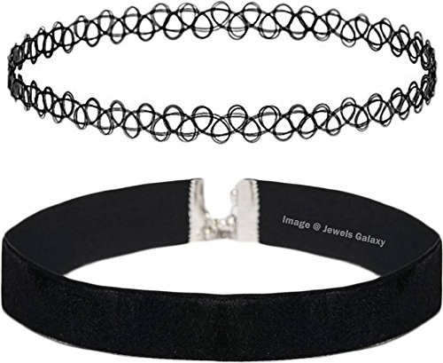 Jewels Galaxy Combo of Designer Black Tattoo Choker Necklace & Broad Velvet Necklace Jewellery For Women & Girls (JG-CB-CKR-2100) (B01MS97S7R) Amazon Price History, Amazon Price Tracker