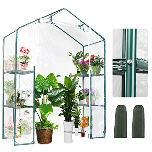 Reawow Walk In Greenhouse Mini Greenhouse With All-Steel Frame And Screw Fixation Garden Greenhouse For Indoor Outdoor Pvc Cover Strong Durable #TOP6