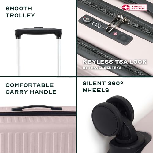 Image of Assembly Luggage trolley set of 2- Medium Check-in + Check-in Large with TSA Locks & 8 Spinner Wheels, Spacious Polycarbonate Hard Shell Trolley Bags for Business Travel & Vacations, Ivory, 24+28 Inch