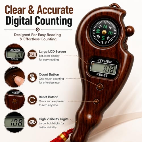 Image of Zyphen Digital Tasbeeh Hand Tally Counter Finger Ring Digital Counting Machine Counter Tasbeeh & Jaap mala for Counting Purpose with LED (1 Pc)