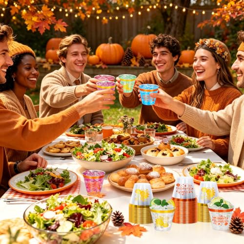 Image of 100 Pcs Thanksgiving Plastic Cups