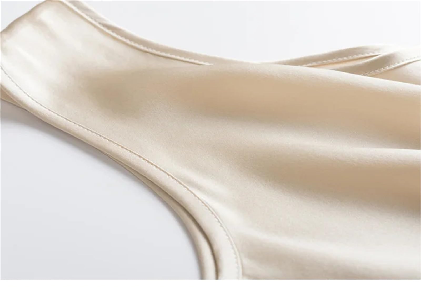 Tops Mujer Camisola Satén Camiseta básica y acogedora for Mujer, de Seda auténtica, sin Mangas con Cuello Redondo, Verano, Lisa(Nude Pink,XXL)