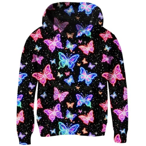 Image of uideazone Girls Graphic Hoodie, Long Sleeve Hooded Sweatshirt 4-14 Years