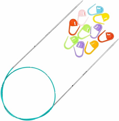 Knitter's Pride Mindful - Agujas circulares de encaje de 32 pulgadas (31.5 in) de acero inoxidable de 1.5 (0.098 in), extra puntiagudas, acabado