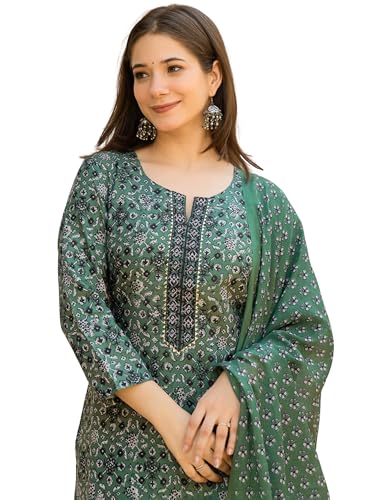 Image of Vaamsi Women's Rayon Blend Ethnic Motifs Straight Printed Kurta Pant With Dupatta Set | Kurta Sets For Woman