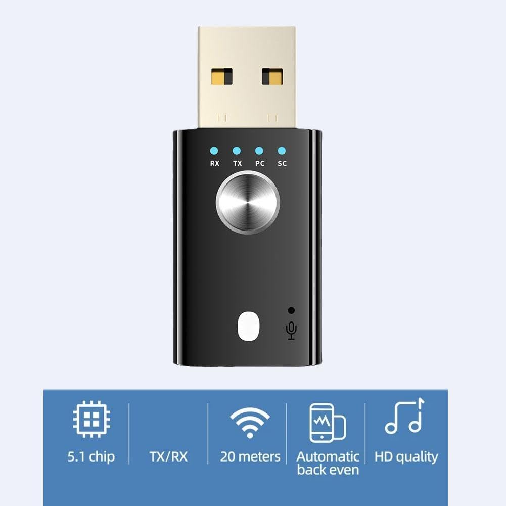 4-w-1 odbiornik USB Bluetooth 5.1 adapter audio Bluetooth z kartą PC dźwięk Bluetooth W6Y5 zewnętrzny odbiornik nadajnik