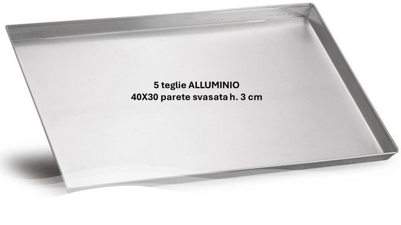 TEGLIA RETTANGOLARE 40 X 30 IN ALLUMINIO BORDO 3 CM - SET 5 PEZZI