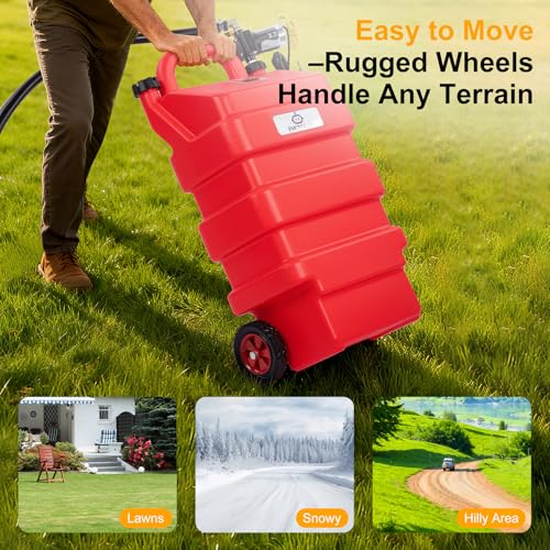 Image of FMCNMech 16 Gallon Portable Fuel Caddy with 12V Electric Pump, Forward & Reverse Fuel Transfer Tank for Gasoline, Diesel, and Kerosene, HDPE Fuel Tank with Wheels for Pickup Trucks, Lawn Mowers, Tractors, ATVs, and Garage Use