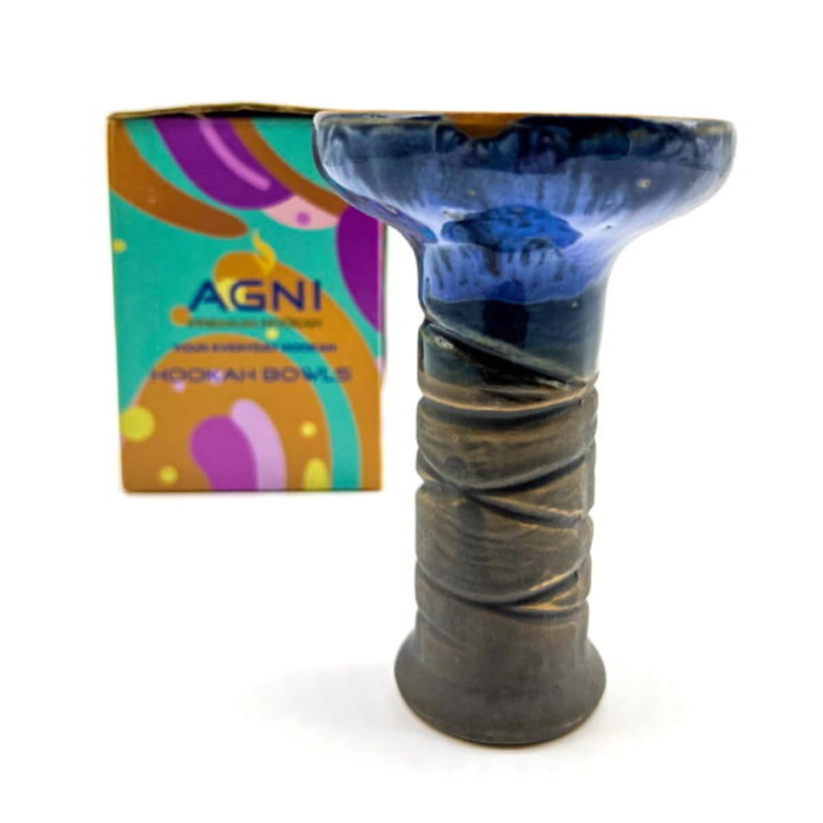 Agni Bowl Stone Durable Ceramic Hookah Bowl for Shisha Tobacco High Heat Resistance Modern Blue Design