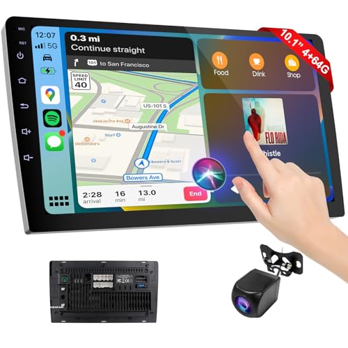 Wireless Double Din Car Stereo with Apple CarPlay/Android Auto,Carplay Screen for Car,Voice Control with Backup Camera,Bluetooth,Navigation, Mirror Link (10.1 Inch)