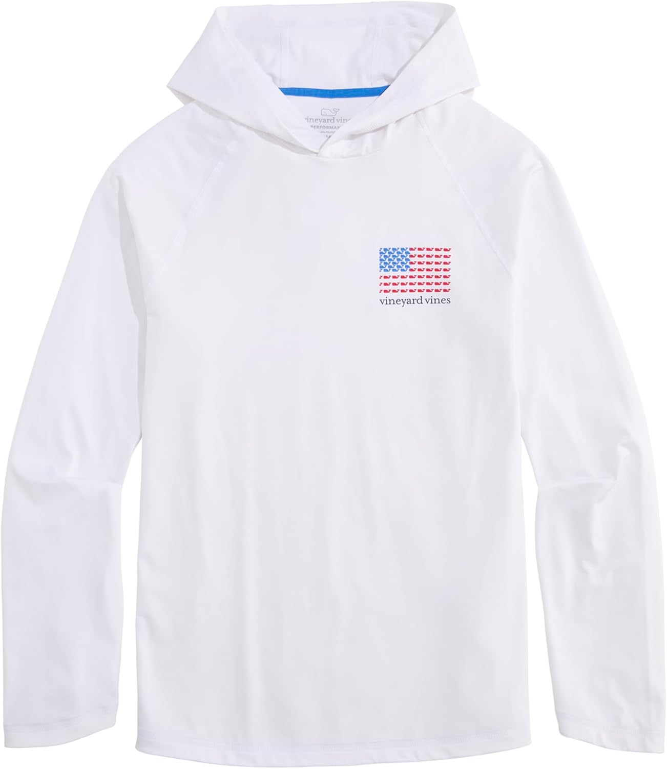 Vineyard Vines Men's Micro Whale Flag Long-Sleeve Harbor Performance Hoodie Tee
