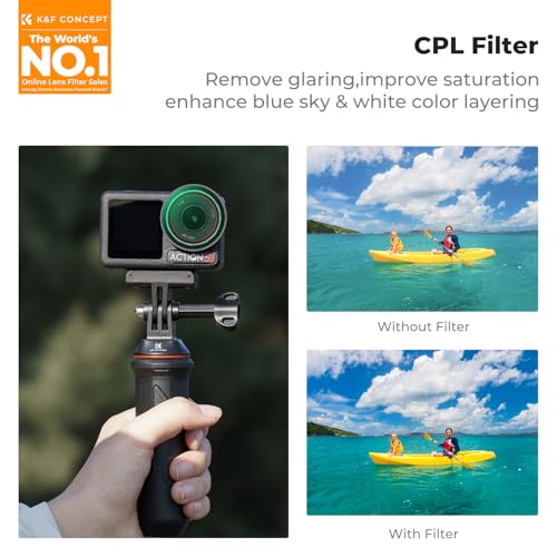 Image of K&F Concept PL & ND Filter Kit Compatible with DJI Osmo Action 3 /4 /5 Pro, 4 Pack Push-in Fit CPL ND8 ND16 ND32 Polarizing Neutral Density Filter, HD Optical Glass Multi-Coated | 4 Pack Push-in Fit CPL ND8 ND16 ND32 Polarizing Neutral Density Filter, HD Optical Glass Multi-Coated, Easy to Install