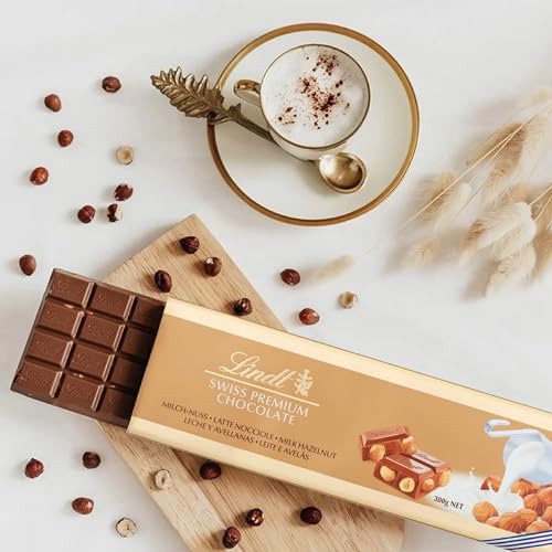Swiss Lindt Chocolates Bars Bulk Buy - Luxury 3 x 300g Irresistible Smooth Hazelnut, Milk Bar & Hazelnut - Raisins Golden Milk Chocolate Bars for Chocolate Hamper, Birthday Gifts with Topline Card