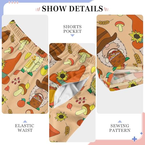 Honey Gnome Mushroom Boys Long Pants Soft Trousers Elastic Waist Kids Lounge Bottoms with Pockets S-XL4