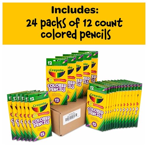 Crayola Bulk Colored Pencils for Kids (24pk) - 12 Assorted Colors, Art Supplies For Crafts & Coloring Books, Bulk Preschool & Kindergarten Classroom Supplies (Packaging May Vary)