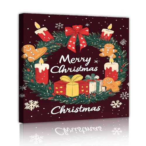 Couronne de Noël toile art mural moderne et impressions œuvre rouge de prestige