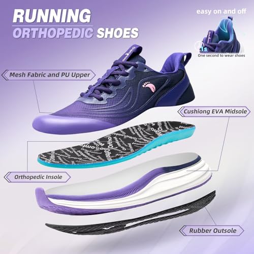 Women's Orthopedic Road Running Shoes: Comfortable Arch Support Plantar Fasciitis Sports Sneakers, Casual Orthotic High Arch Flat Feet Tennis Work Walking Shoes for Foot Heel and Pain Relief2