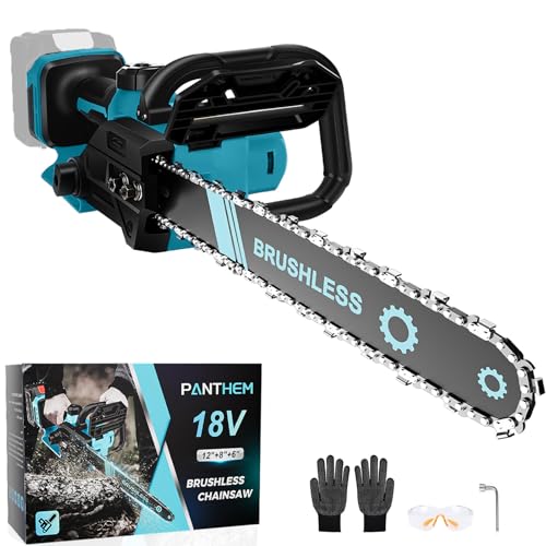 Akku Kettensäge 1000W 12 Zoll Elektro-Kettensäge baumsäge für Makita 18V (Ohne Akkus), mit Sicherheitsschloss Automatischer Öler akkusäge Astsäge Elektrisch Handkettensäge für Gartenscheren Bäumen