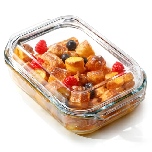 Comparison: Best Small Glass Casserole Dish 4 NUTRIUPS 1.4QT Small Glass Casserole Dish With Lid, 8.5×6.1in Rectangular Casserole Dish for Oven