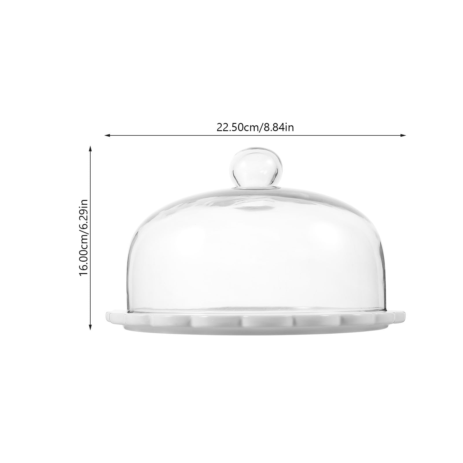 Adorainbow Support à Gâteaux en Céramique avec Dôme en Verre Transparent, Plateau Rond Délicat pour Présentation Alimentaire Lors D'événements et Mariages
