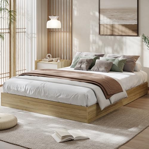 GarveeHome California King Wood Platform Bed Frame,Wooden Bed Frame Without Headboard, Wood Slat Support,No Box Spring Needed, Easy Assembly Burlywood California King No Drawer