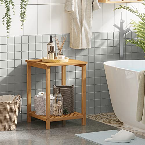 Viagdo Bamboo Side Table Set Of 2, Small End Table With Storage Shelf, Bedside Tables Wood Nightstands For Small Space In Living Room, Bedroom And Home Office Printer Stand, Easy Assembly, Natural #TOP6