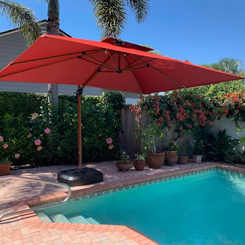 PURPLE LEAF Alu Holzoptik Ampelschirm Rechteckig 270 x 365 cm Rechteckig...