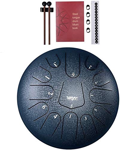 Steel Tongue Drum, 13 Notes 12 inches Hand Tongue Drum Percussion Instrument Lotus Pan Drum with Drum Mallets Carry Bag - Thumbnail 5