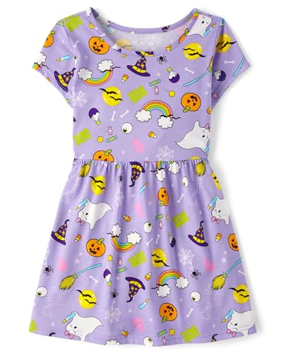 Image of The Children's Place Girls' Plaid Stretch Jacquard Short Sleeve Dress