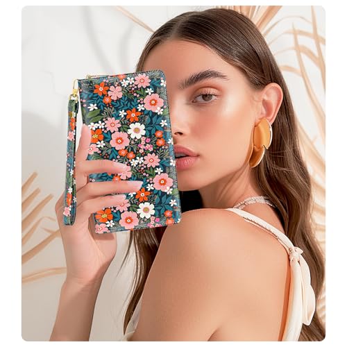 Image of Aiawoxc Womens Wallet, RFID Wristlet Wallets for Women, Ladies Clutch Purses, Large Travel Card Holder with Phone Holder | RFID