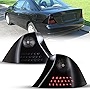 ROXX Tail Lights Assembly for 2001 2002 2003 Honda Civic 2 Door Coupe, Taillights Replacement with Led Turn Signals/ Led Brake Lights and DRL, Rear Lights Passenger Driver Side (Black+Smoke)