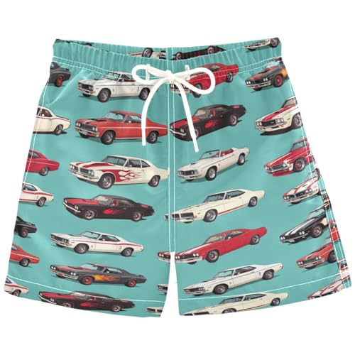 American Muscle Racing Car Boys Swim Trunks Vintage Pixar Cars Race Toddler Beach Board Shorts Baby Summer Bathing Suit 3T Multicolor