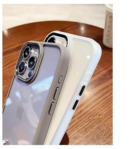 iPhone14 ケース クリア 透明 アイフォン iPhone 14 カバー 2色 配色 薄型 可愛い レディース アイフォン14 背面ケース ハードケース (iPhone14, ブルー)