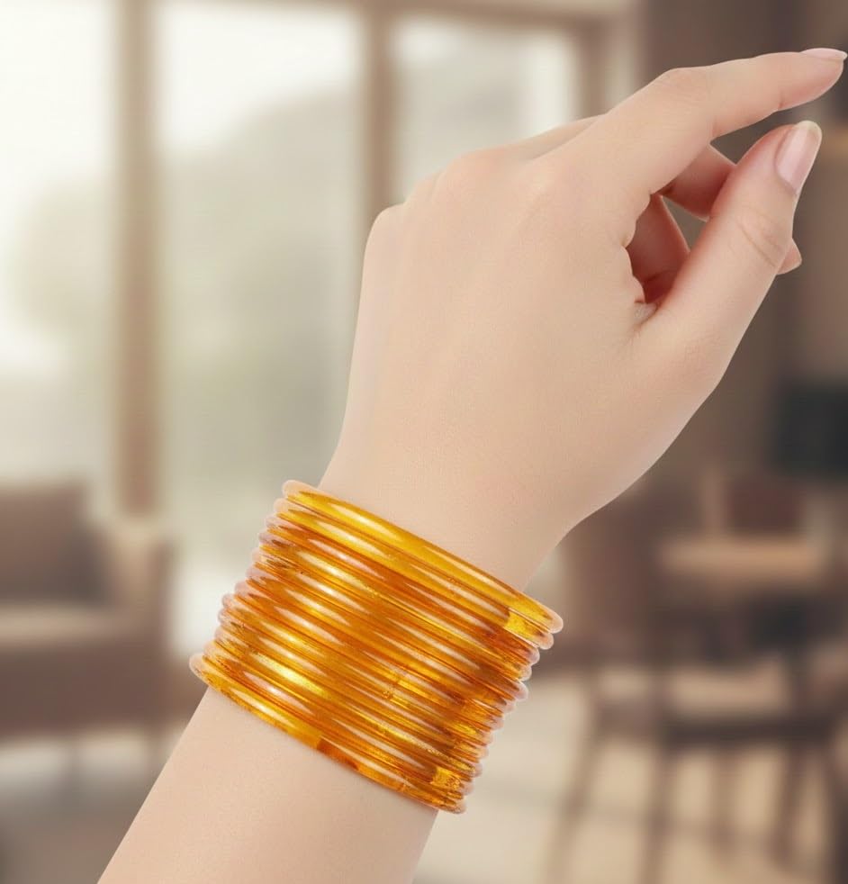 Image of ZULKA Designer Plain Glossy Glass Kada Set For Women & Girls With Diamond Cut Design | Fancy Designer Glass Bangles | Traditional Chudi | Kanch Ki Churi | Stylish Glass Kada For Wedding - Set Of 8
