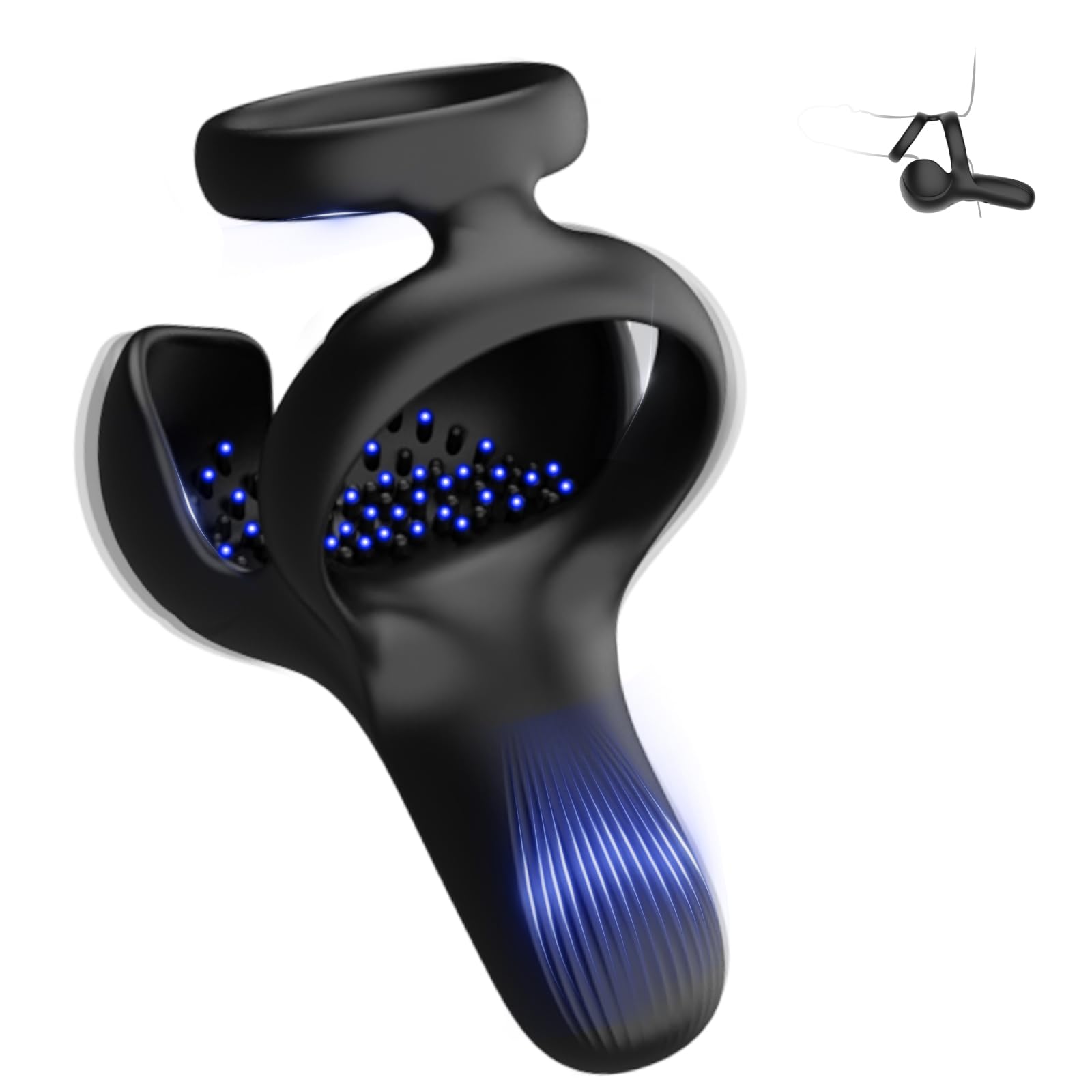 3 en 1 Anneau Pénien Vibrant pour Homme, Anneaux de Pénis Vibrant avec 2 Anneaux avec 10 Modes de Vibration, Jouet Adulte | Sextoy Masculin pour la Stimulation de Testicule, Érection—Non Télécommande