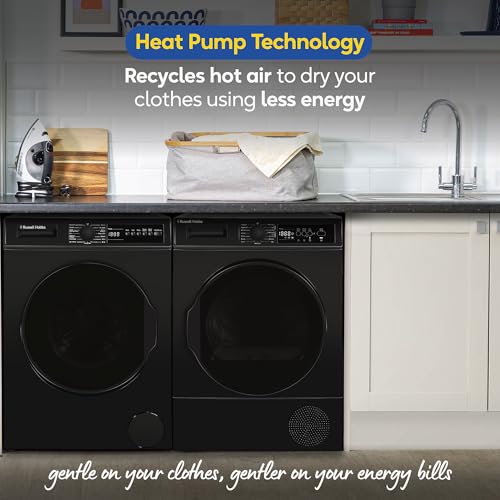 Russell Hobbs Freestanding Electric Heat Pump Condenser Tumble Dryer, 9Kg Capacity, 15 Programmes, 3 Heat Settings, Led Display, Anti-Crease, Child Lock In Black RH9HPTD1E12B - 7